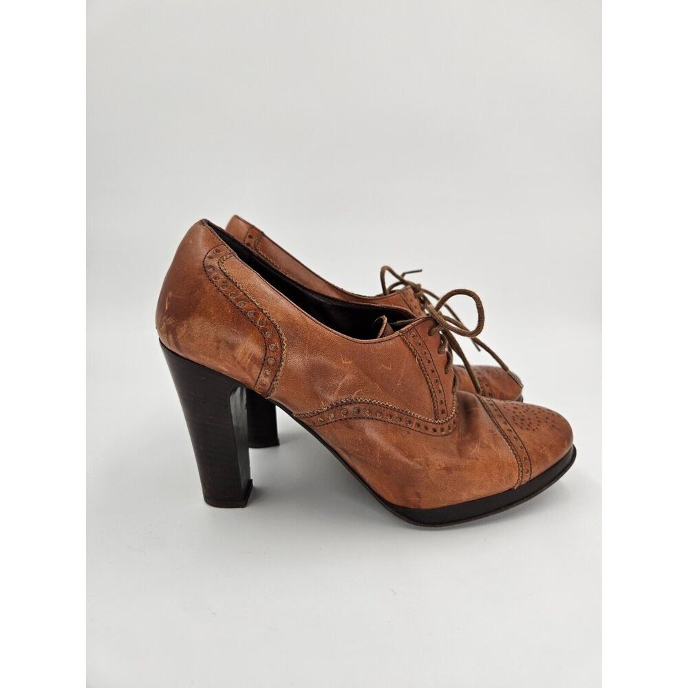 J Crew Lace Up Heel, Brown Leather Bootie, Womens SZ 8